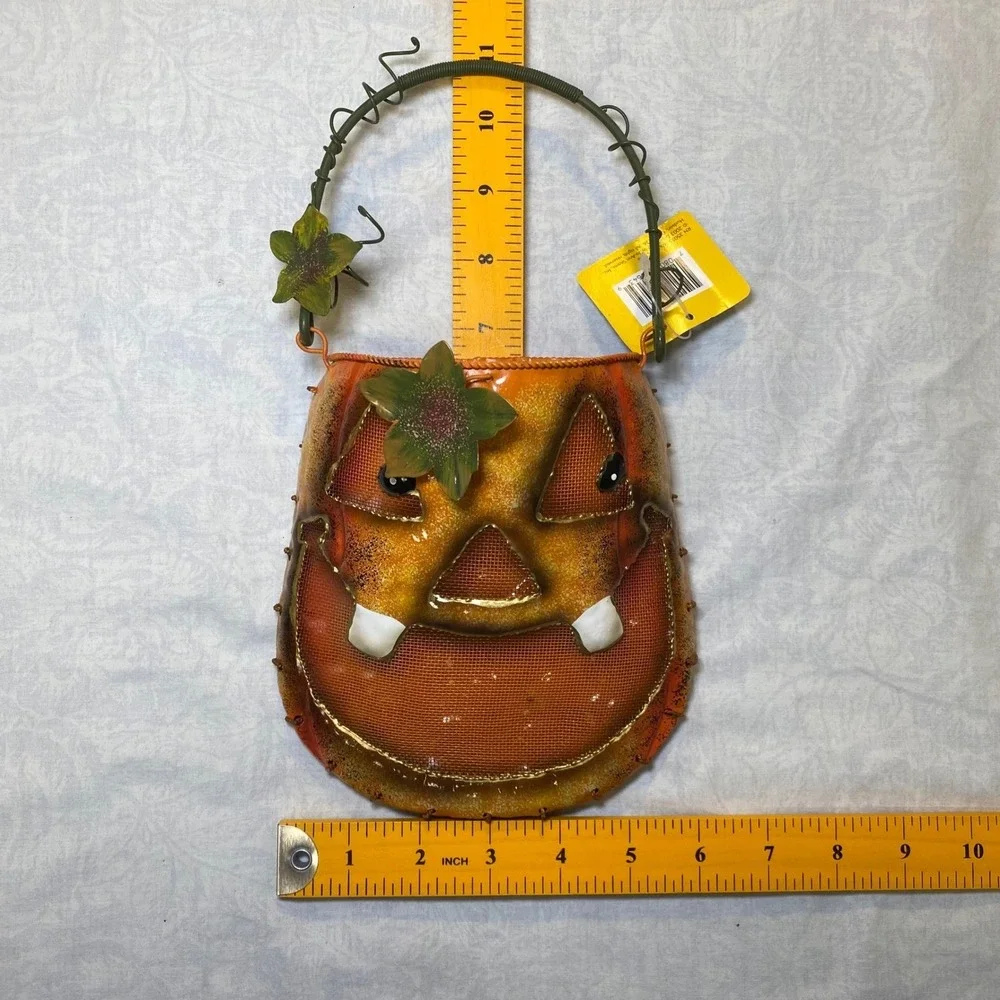 Spooky Hollow 6in Jack O Lantern Metal Basket Halloween Decor Jo-Ann Stores 2003